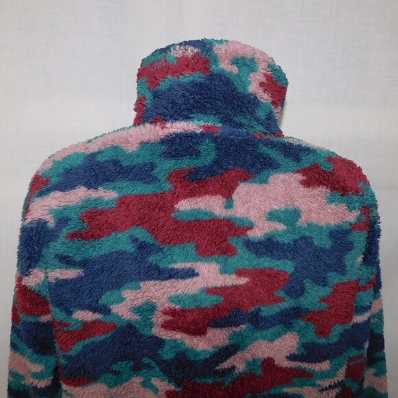 Eddie Bauer Womens L High pile Teddy Fleece Multicolor Camo 1/4 Zip Pullover - Picture 8 of 9
